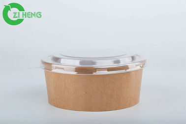 Bacias de salada 42oz de papel feitas sob encomenda descartáveis de Logo Printed Durable Brown Kraft com tampas claras