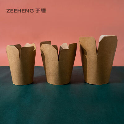 Caixa Kraft Eco Amigável Reciclável Brown White Noodle Bowls 16oz/26oz/32oz